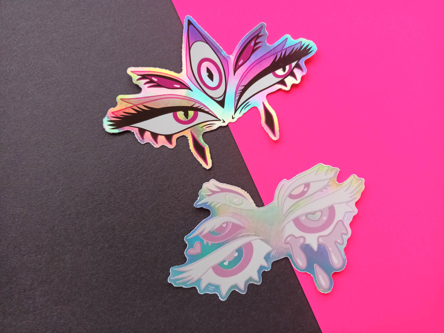 Holographic Vinyl Angel and Devil Eyes Stickers
