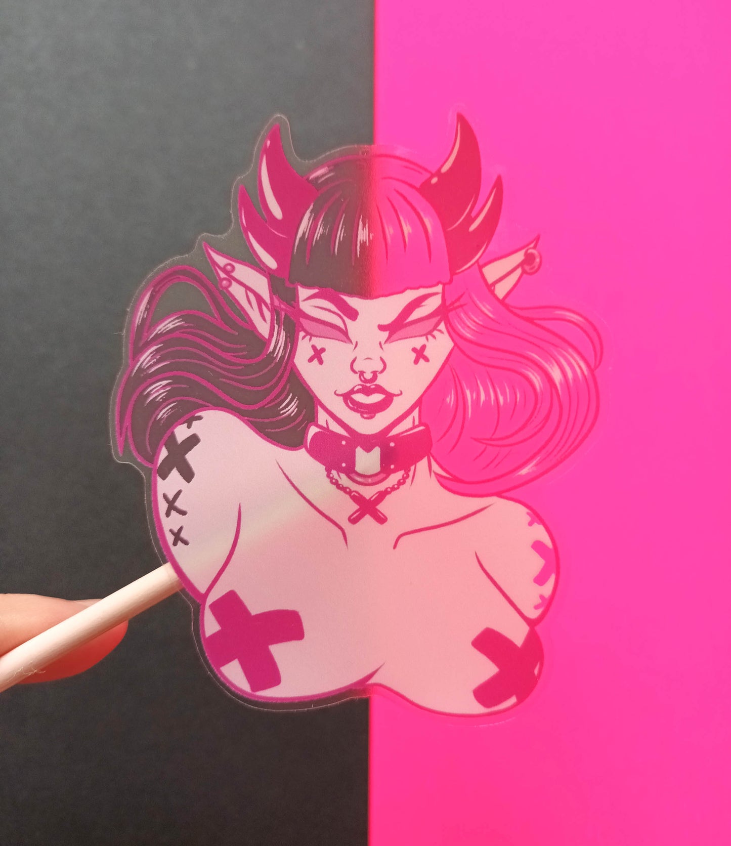 Clear Vinyl Demon Babe Decorative Stickers