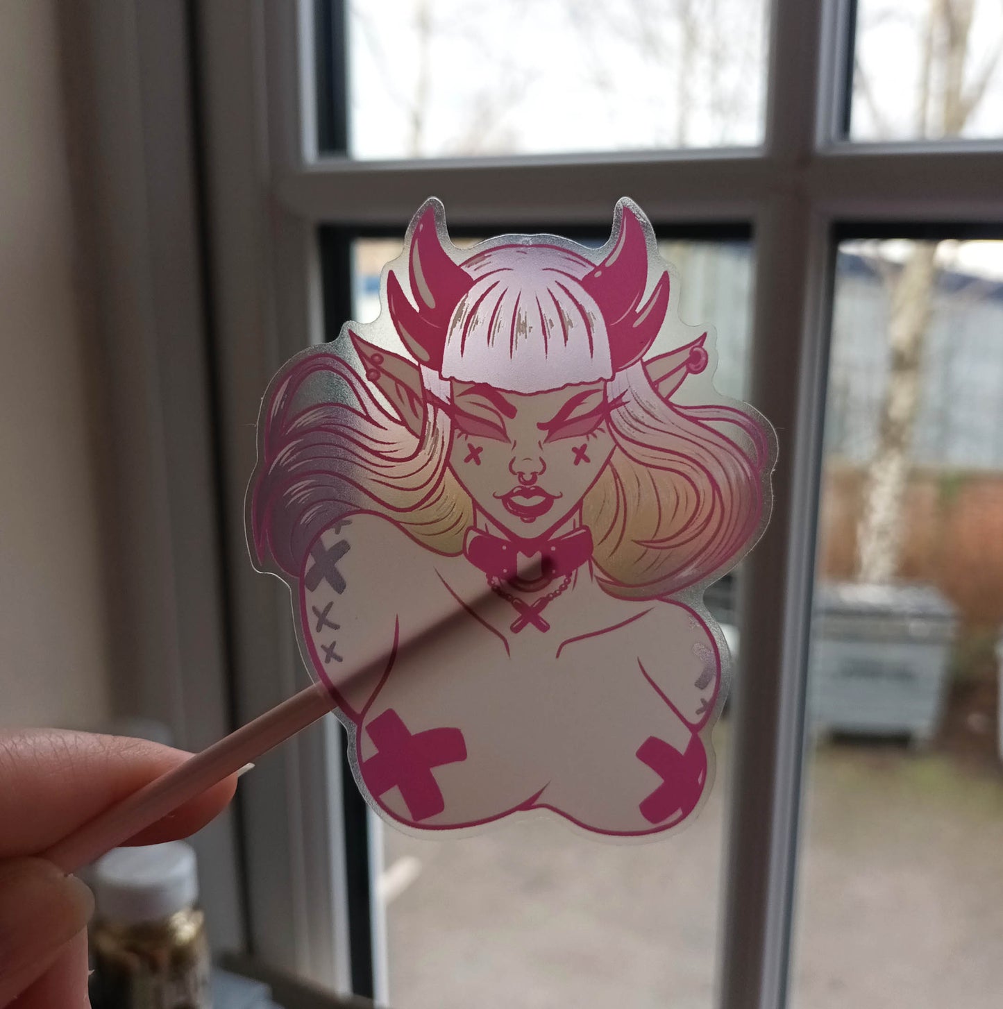Clear Vinyl Demon Babe Decorative Stickers