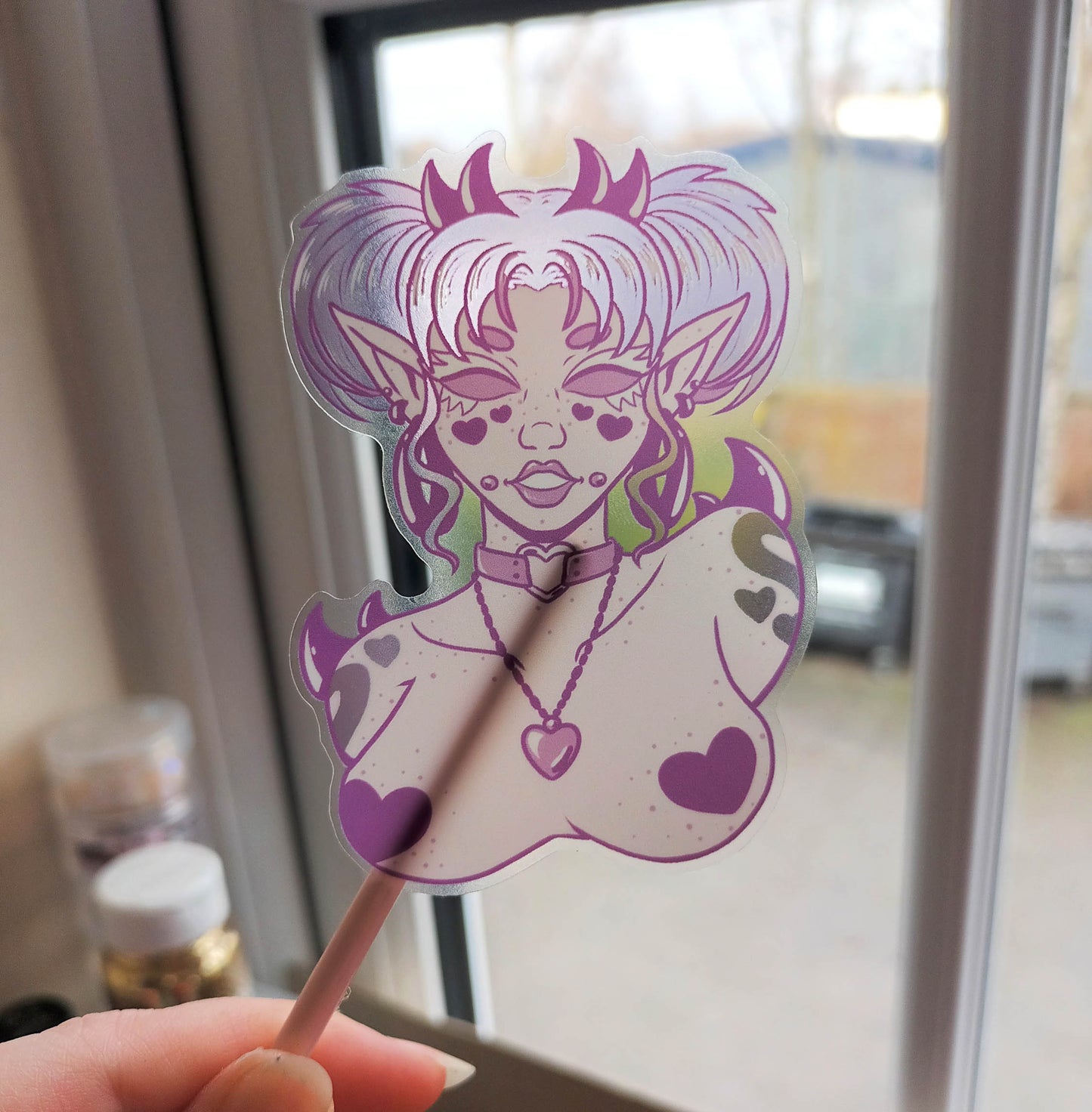 Clear Vinyl Demon Babe Decorative Stickers