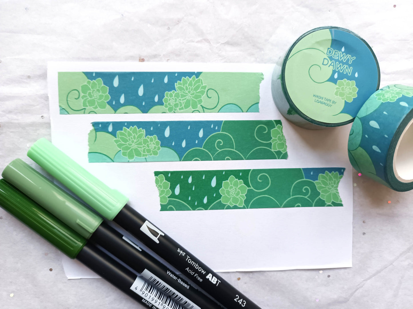 Succulent Rain Washi Tape 20mm