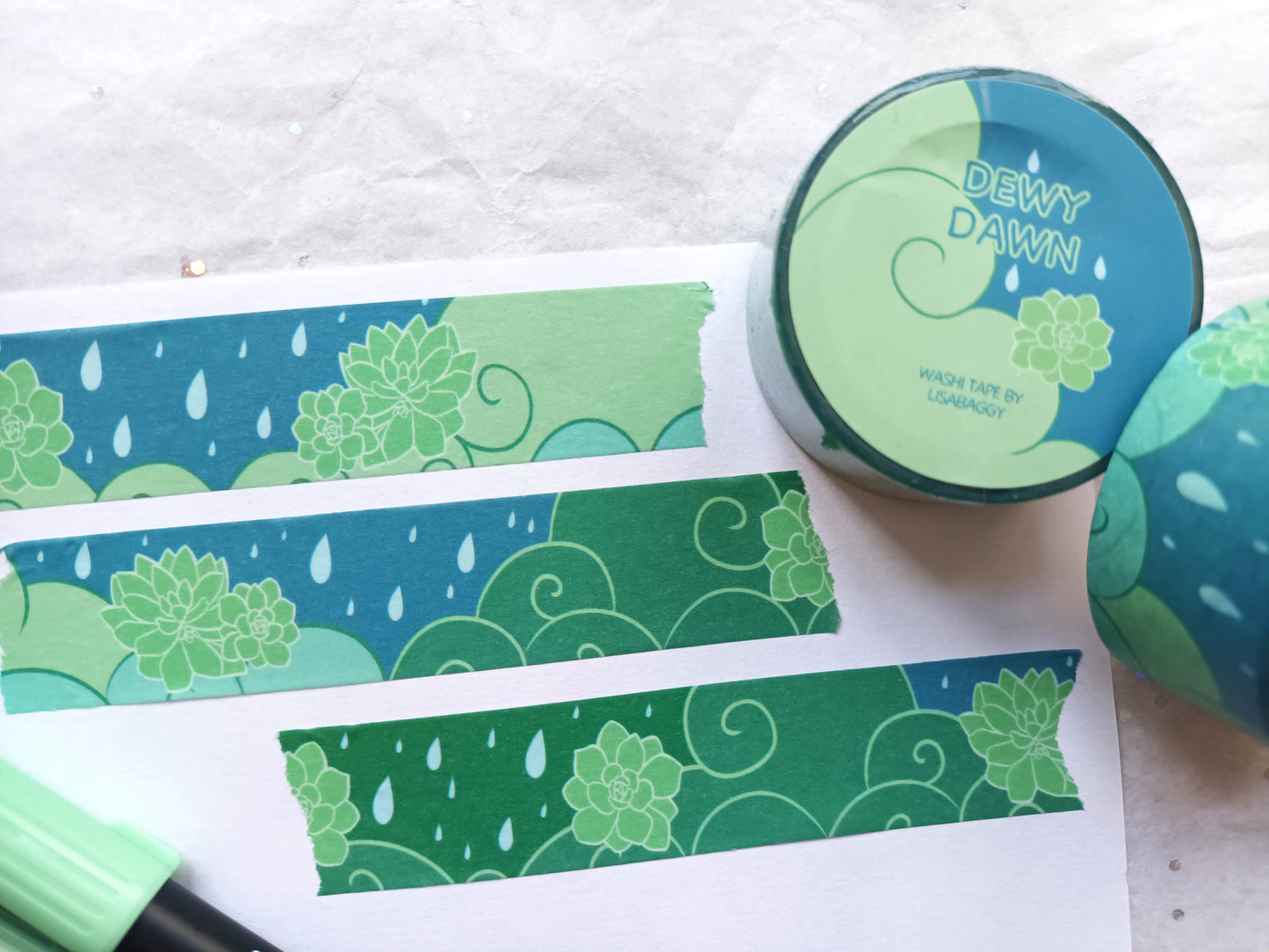Succulent Rain Washi Tape 20mm