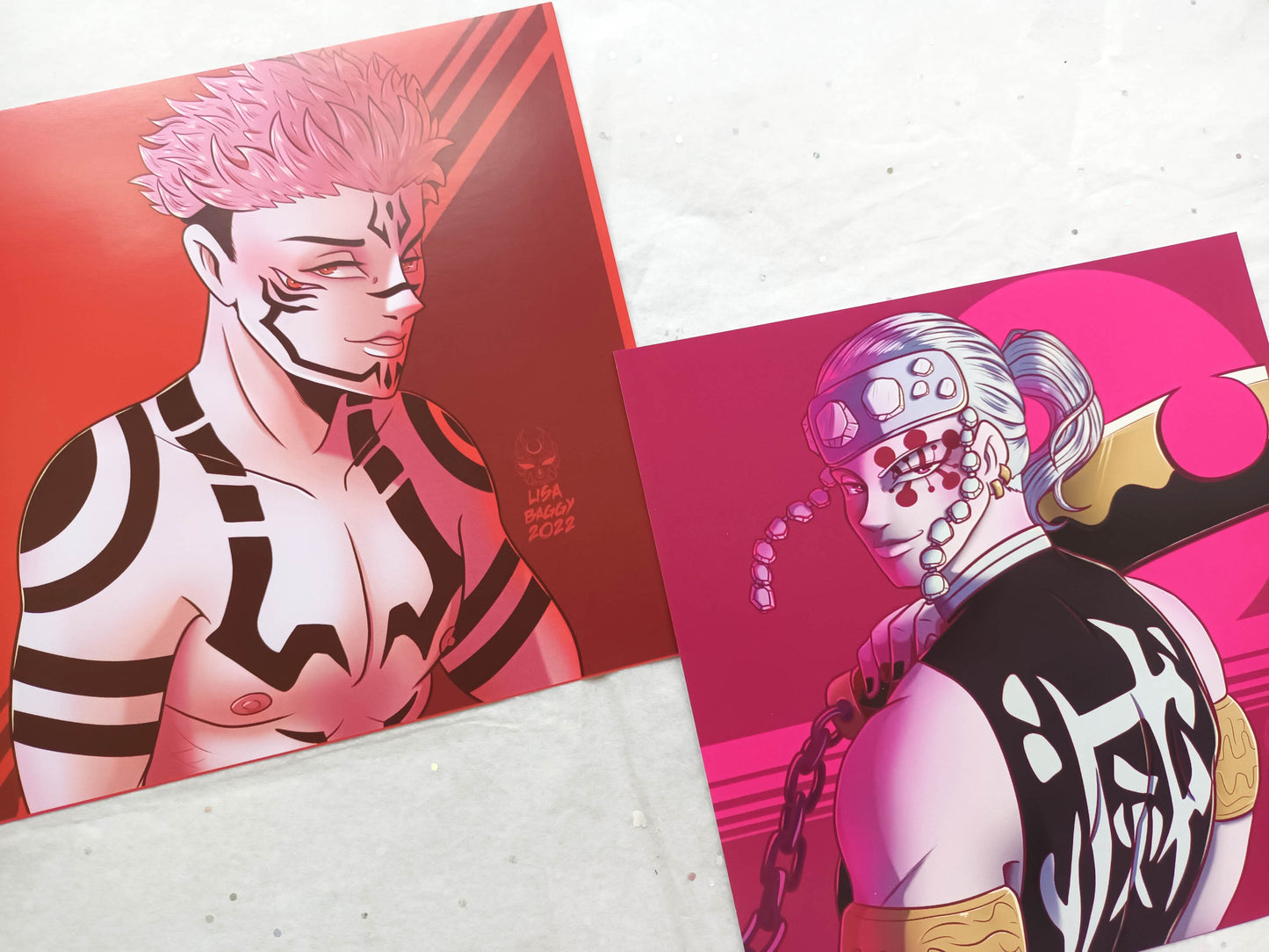 Square Art Prints || JJK Sukuna | KNY Tengen Uzui