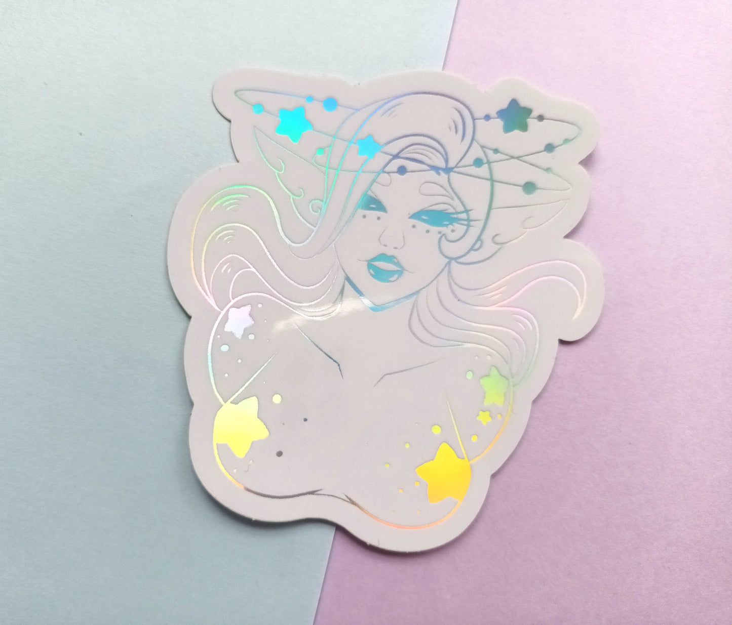 Holographic Vinyl Cosmic Babe Sticker
