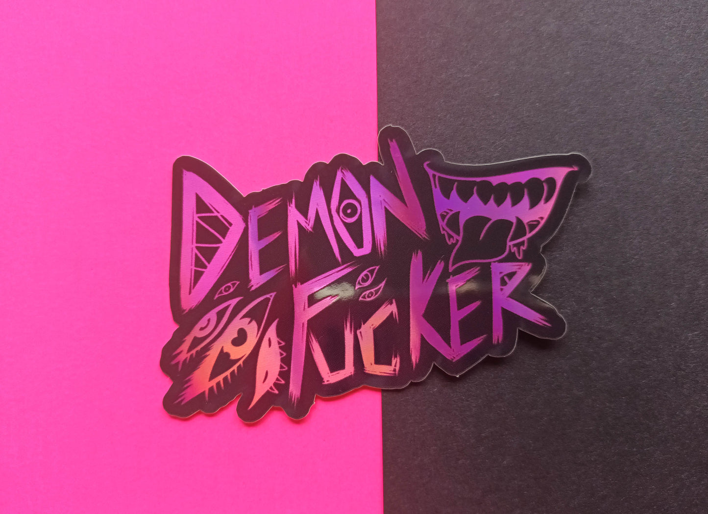 Holographic Vinyl Demon F-cker Stickers