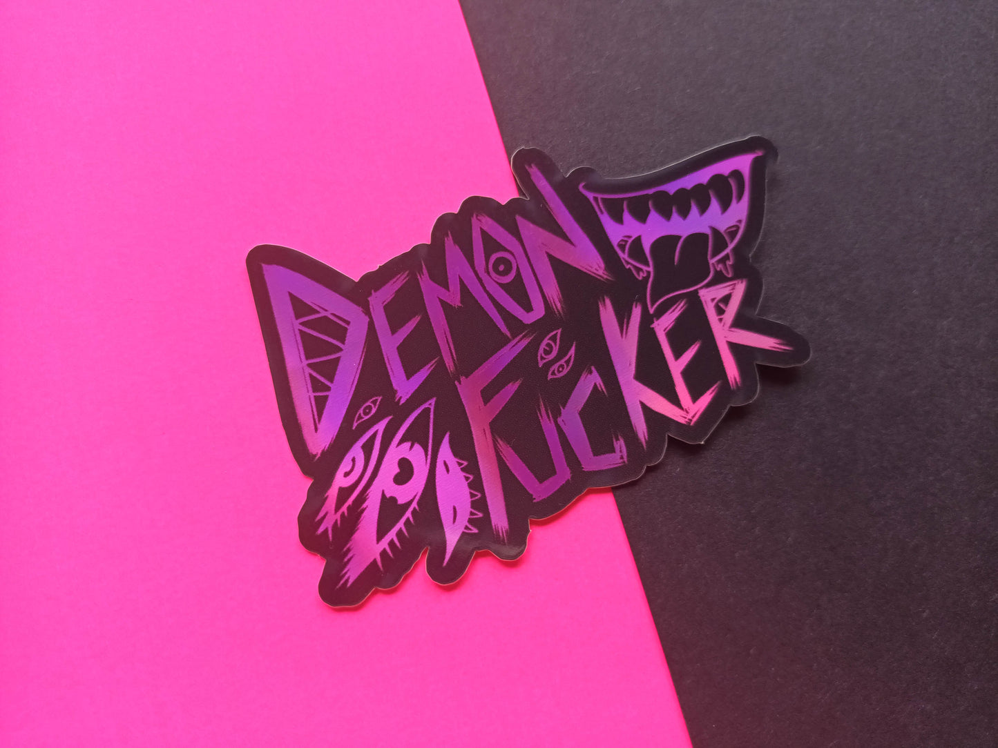 Holographic Vinyl Demon F-cker Stickers