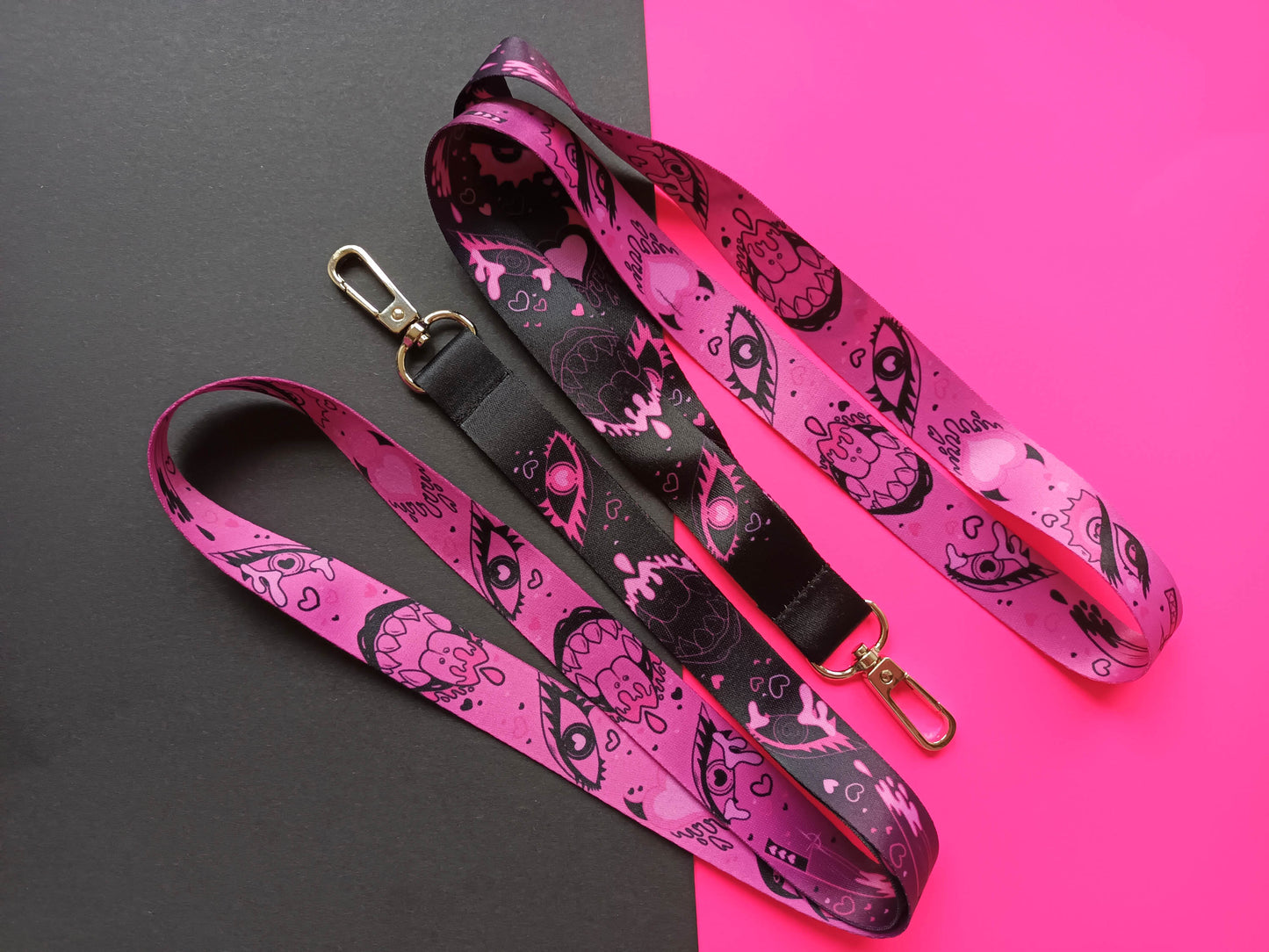 Black and Pink Demon Lanyard