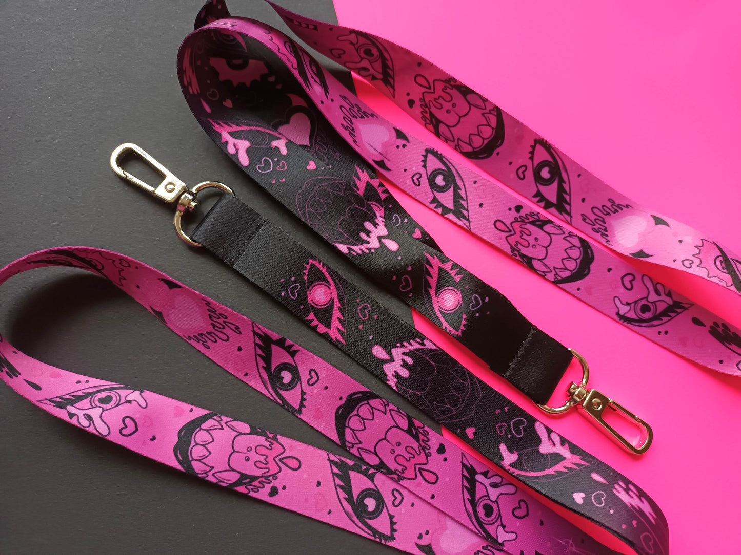 Black and Pink Demon Lanyard