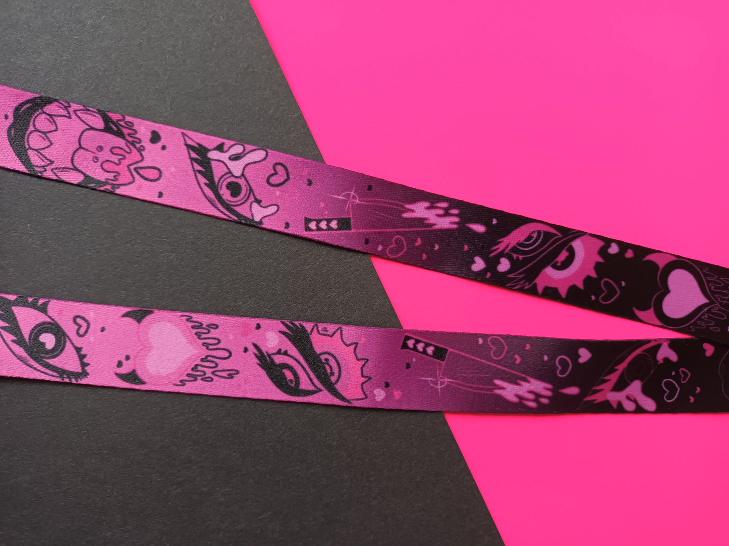 Black and Pink Demon Lanyard