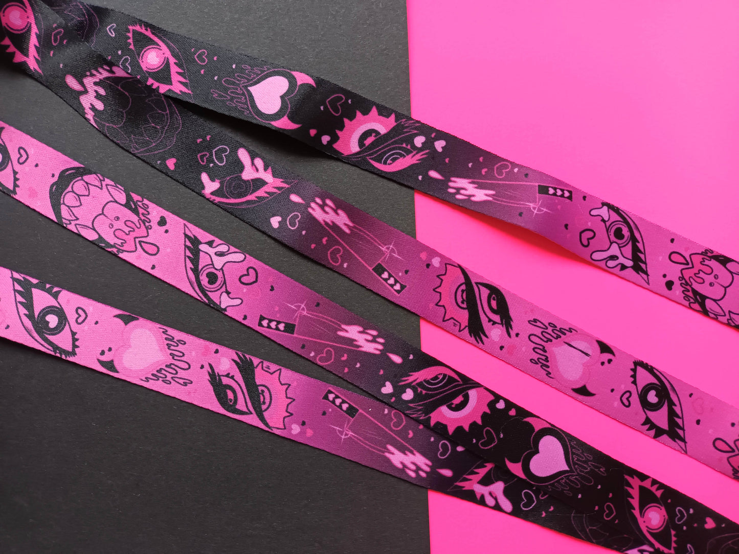 Black and Pink Demon Lanyard