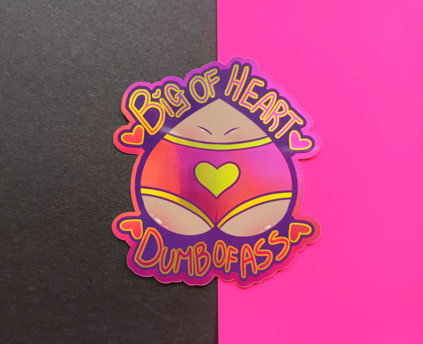 Holographic Vinyl Big of Heart Dumb of Ass Decorative Sticker