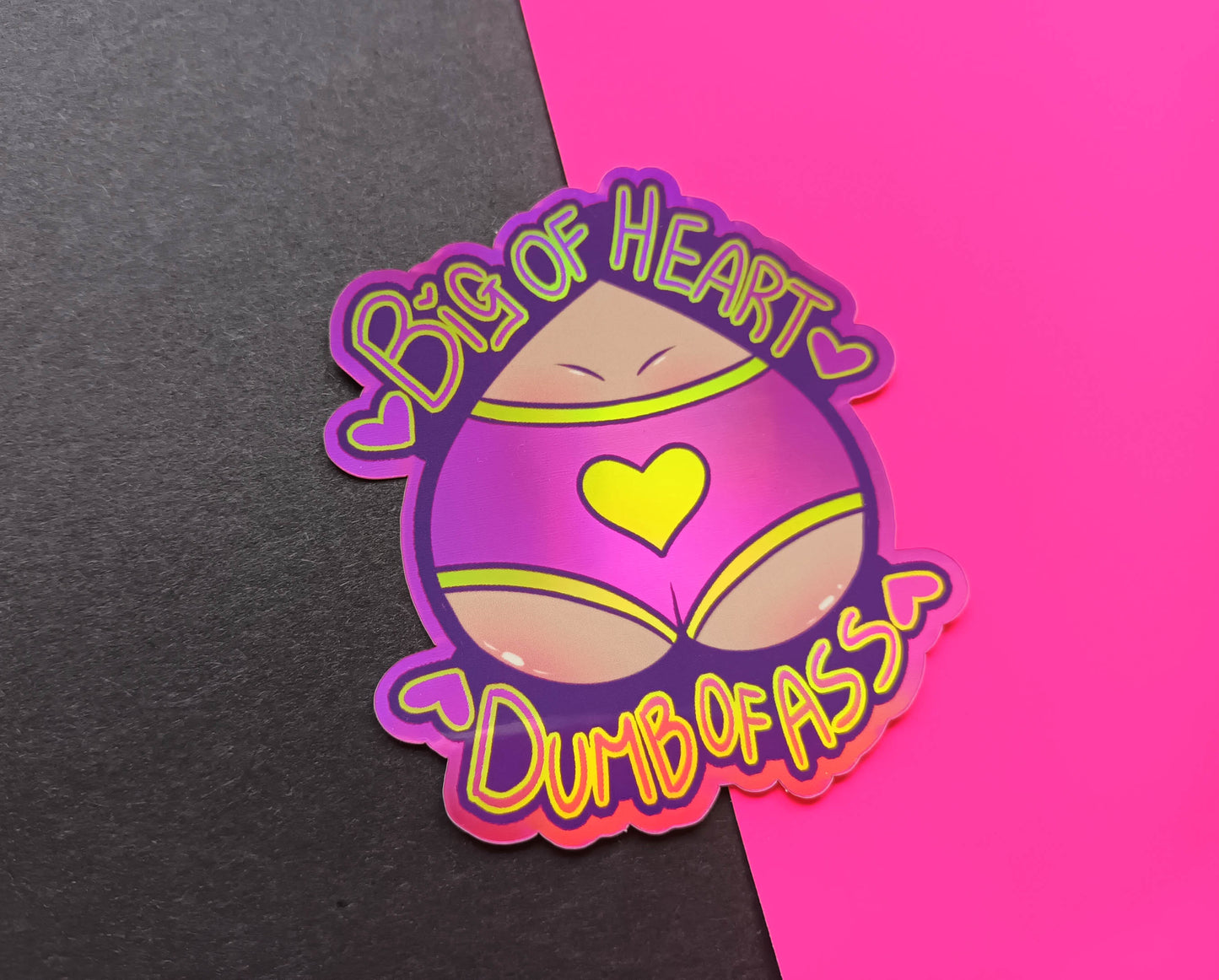 Holographic Vinyl Big of Heart Dumb of Ass Decorative Sticker