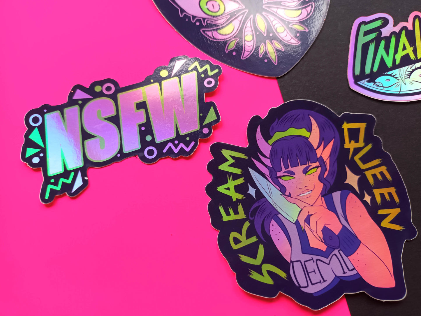 Holographic Vinyl 80s Horror Arcade Decorative Stickers