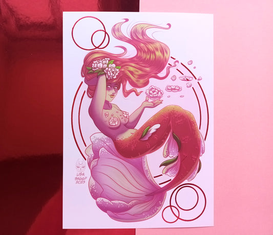 FOIL Art Prints A5 Peony Mermaid