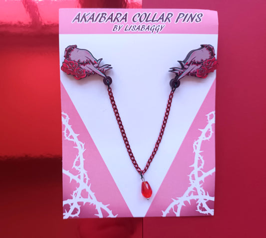 Akaibara Thorn Hand Collar Pins with drop jewel