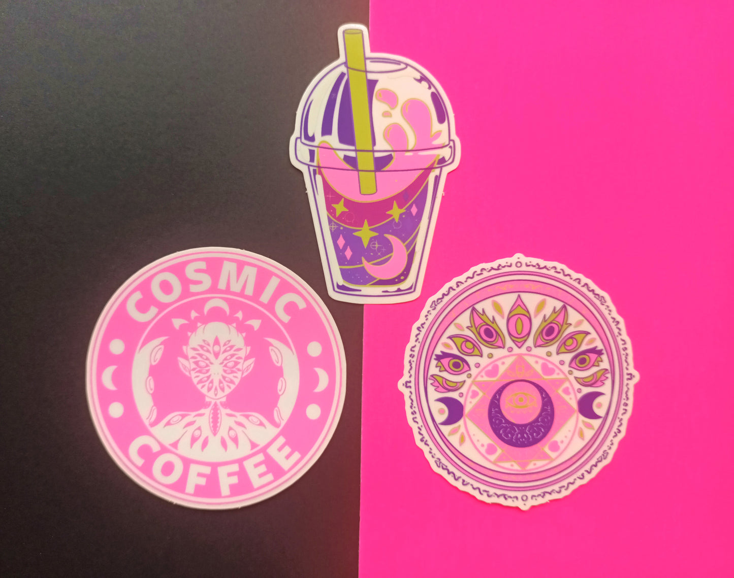 UV PINK Clear Vinyl Cosmic Horror Decorative Stickers
