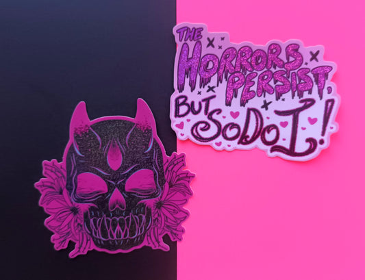The Horrors Persist and Skull Pixie Holo Vinyl Decorative Stickers