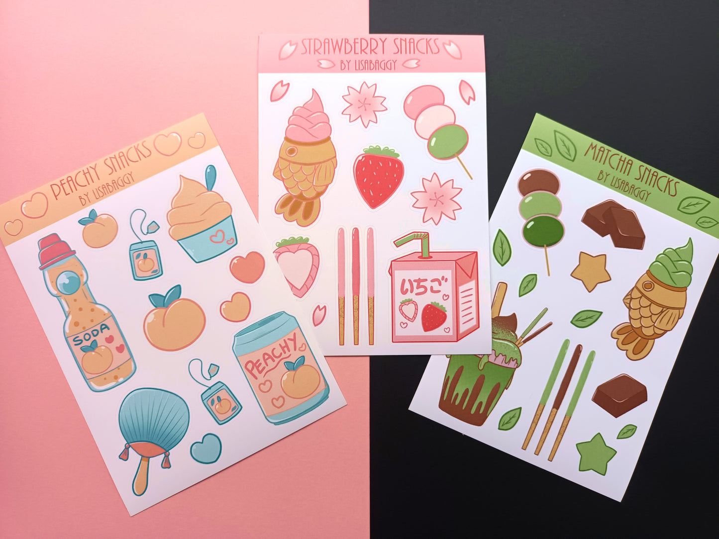 Vinyl Kawaii Japanese Snack Themed Sticker Sheets