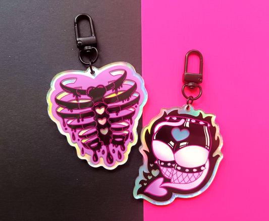 2.5 inch Holographic Drippy Ribs / Booty Double Sided Acrylic Charms