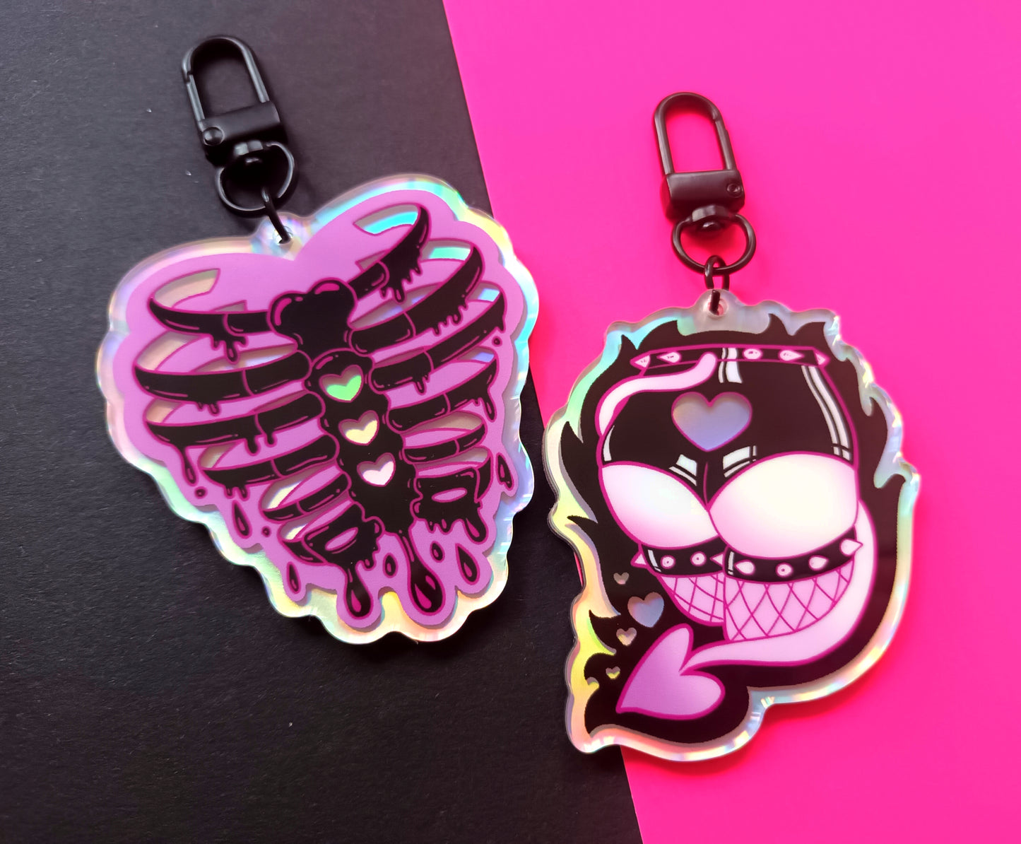 2.5 inch Holographic Drippy Ribs / Booty Double Sided Acrylic Charms