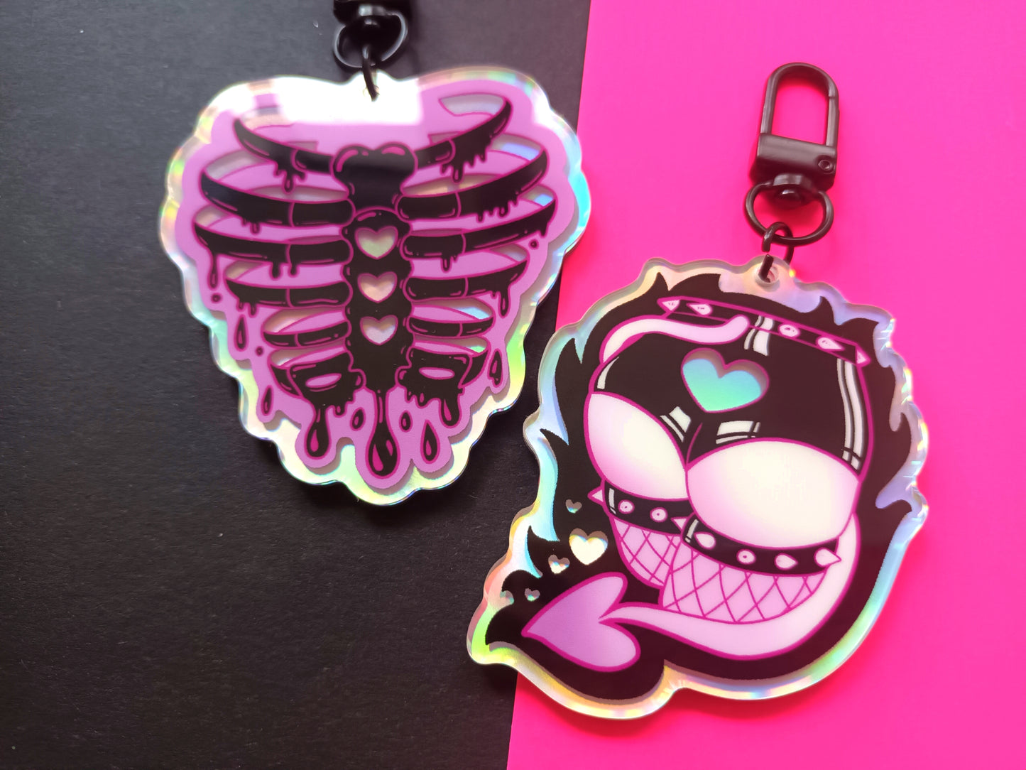 2.5 inch Holographic Drippy Ribs / Booty Double Sided Acrylic Charms