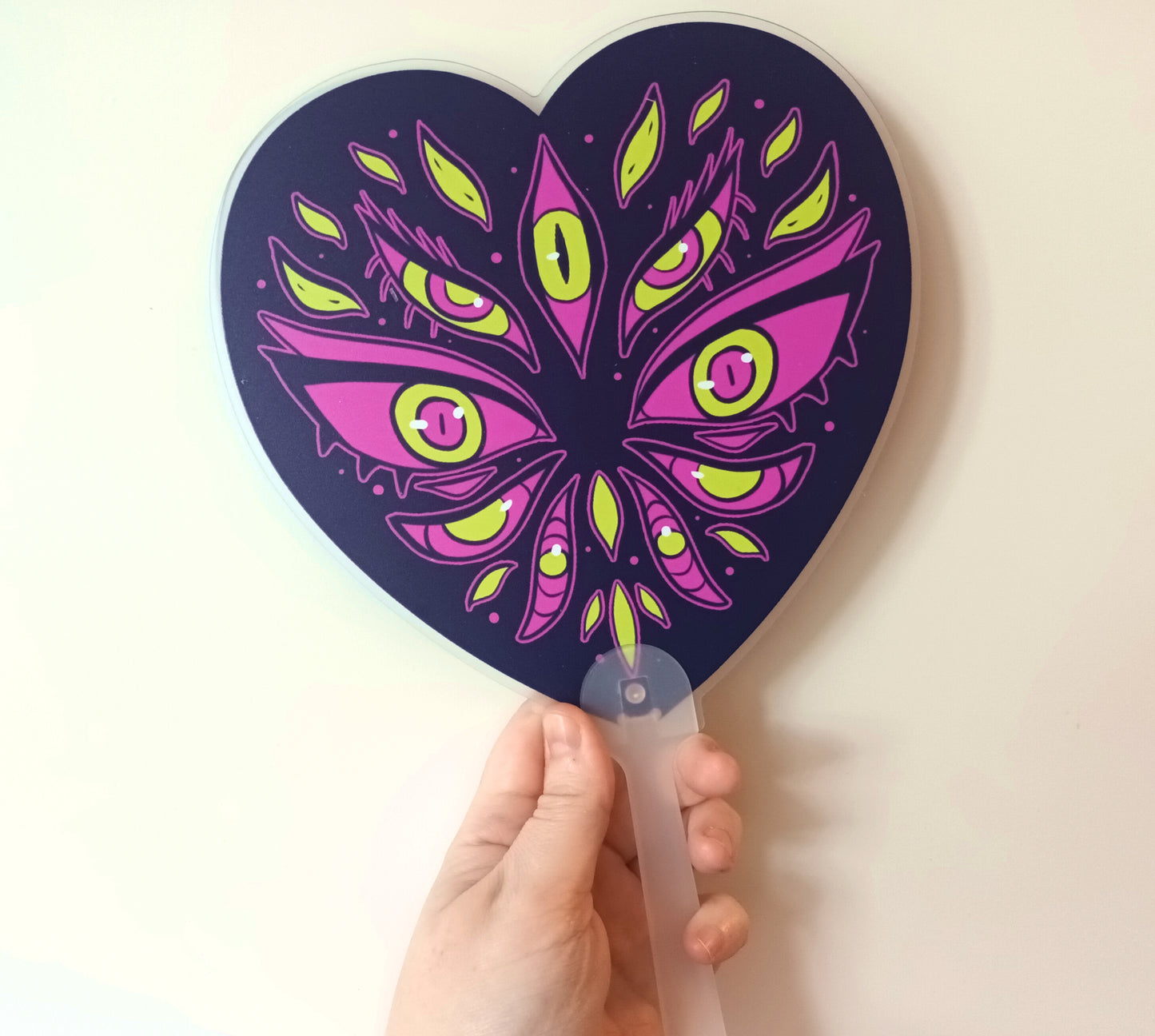 7 Inch Double Sided PVC Shaped Fan Heart Eyes (FLAWED Design)