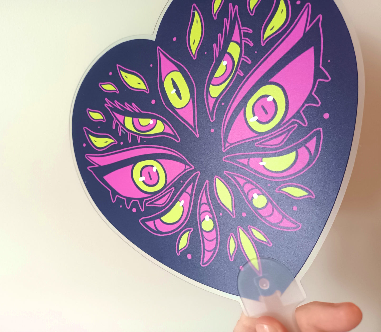 7 Inch Double Sided PVC Shaped Fan Heart Eyes (FLAWED Design)