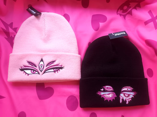 Black and Pink Eyes Beanies || Kawaii Accessories Hat