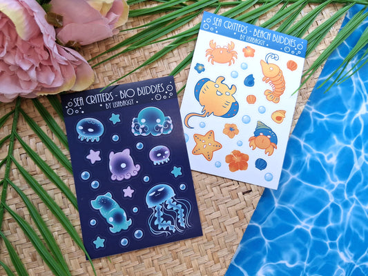 Beach Sea Creatures Matte Vinyl Journal Sticker Sheets