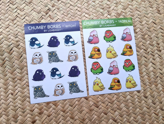 Bird Cute Witch Tropical Matte Vinyl Journal Sticker Sheets