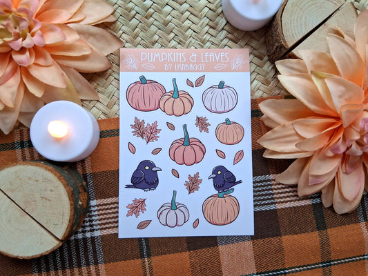 Autumn Pumpkin Crows Matte Vinyl Journal Sticker Sheet