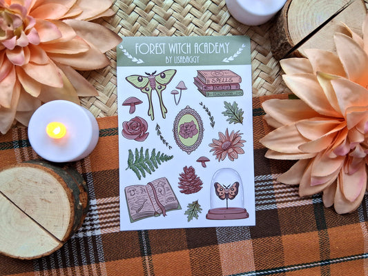 Forest Witch Green Academy Matte Vinyl Journal Sticker Sheet