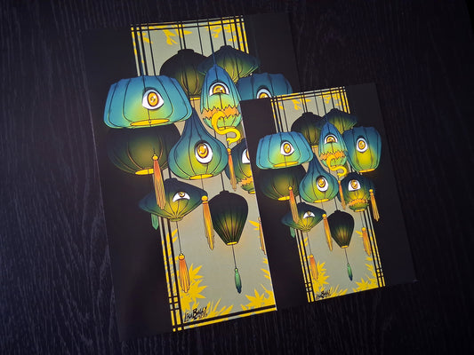 Tsukumogami Lanterns Art Prints A5 and A4