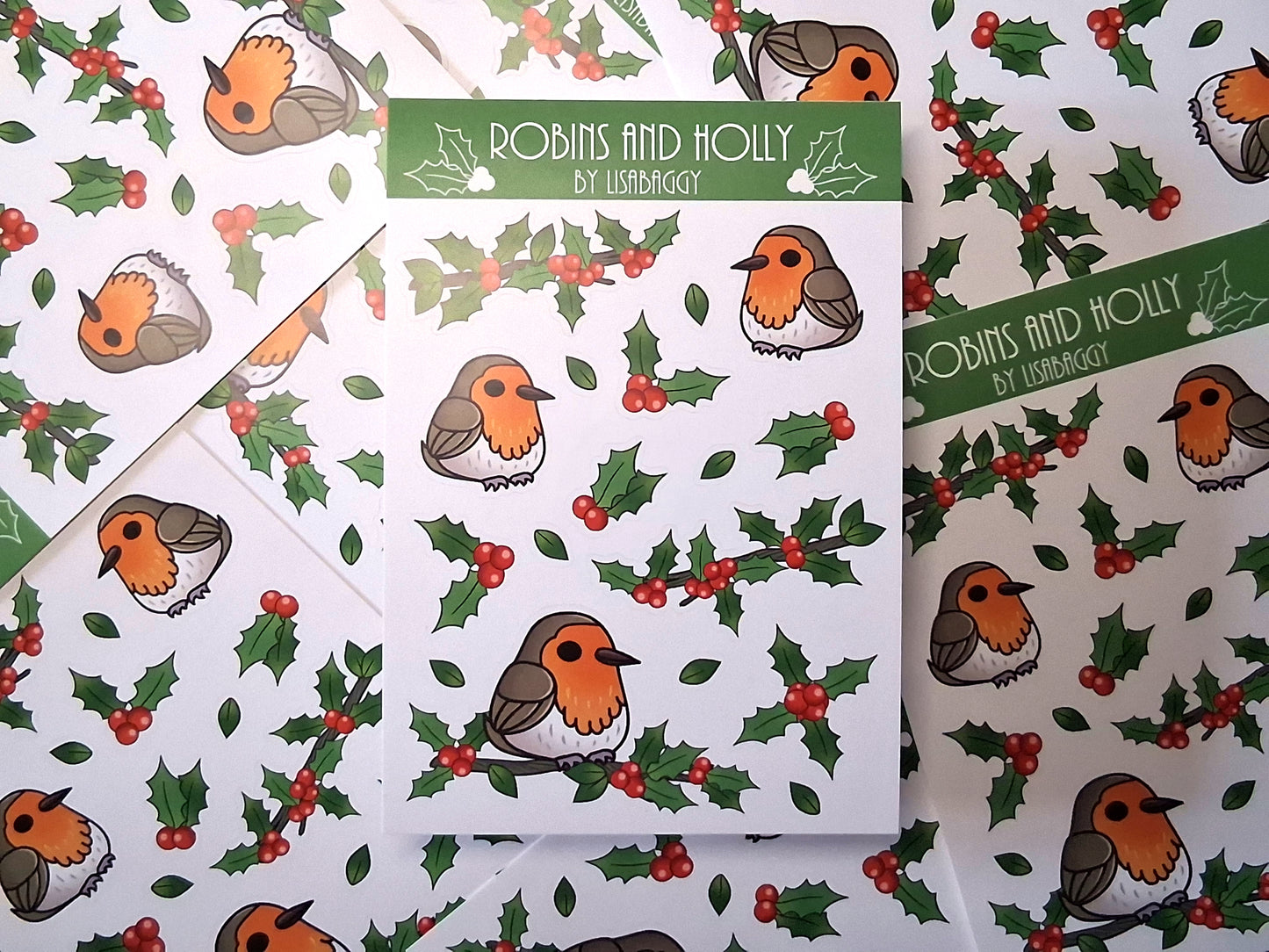 Festive Robin Bird Matte Vinyl Journal Sticker Sheets