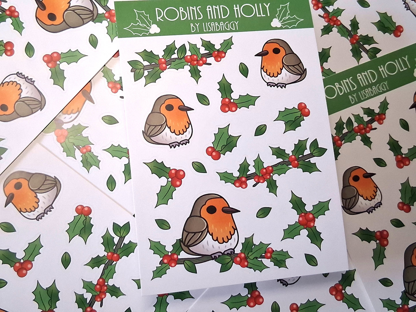 Festive Robin Bird Matte Vinyl Journal Sticker Sheets