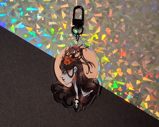Samhain Witch Clear Acrylic Charms 2.5 inch Double Sided