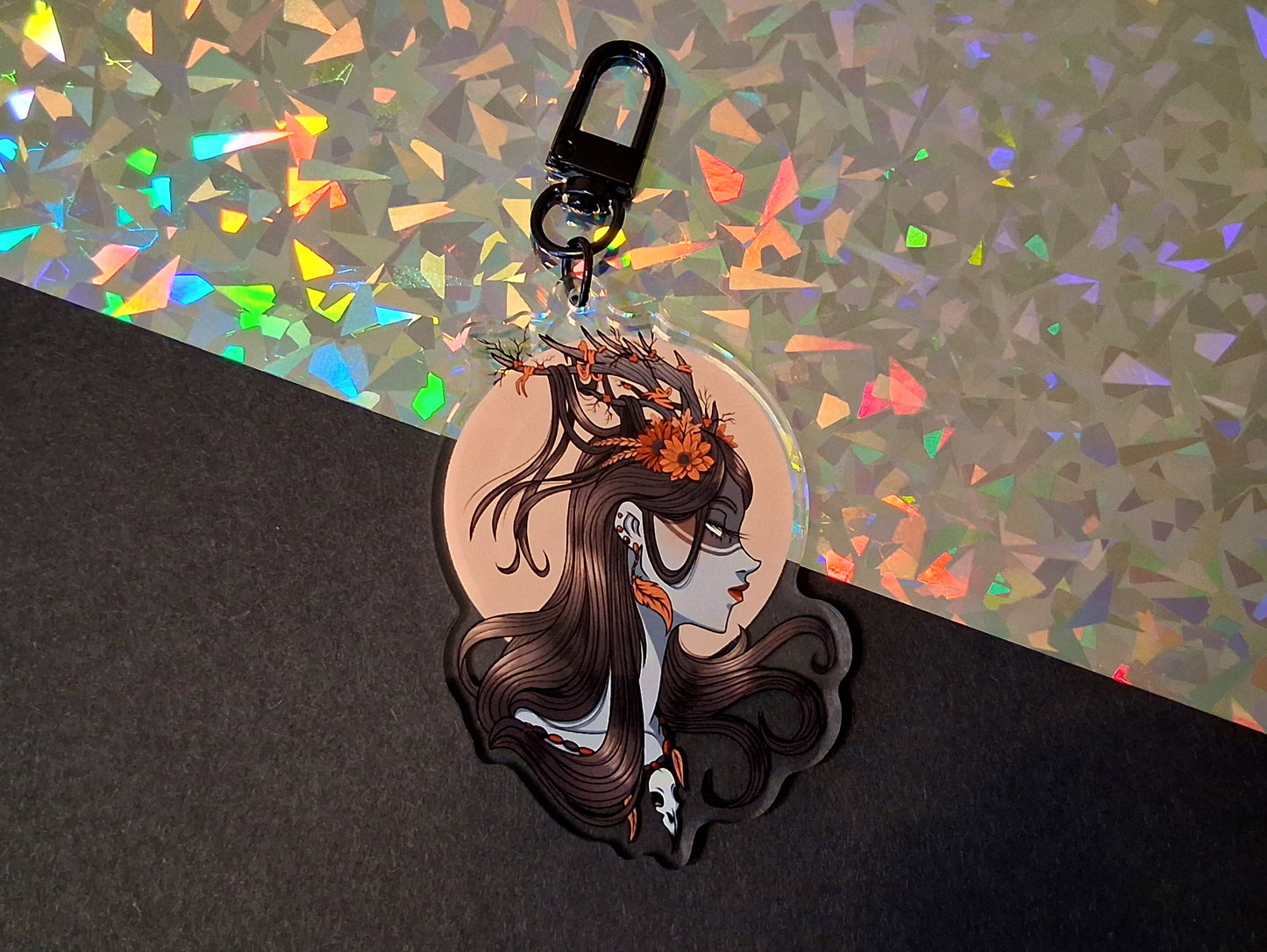 Samhain Witch Clear Acrylic Charms 2.5 inch Double Sided