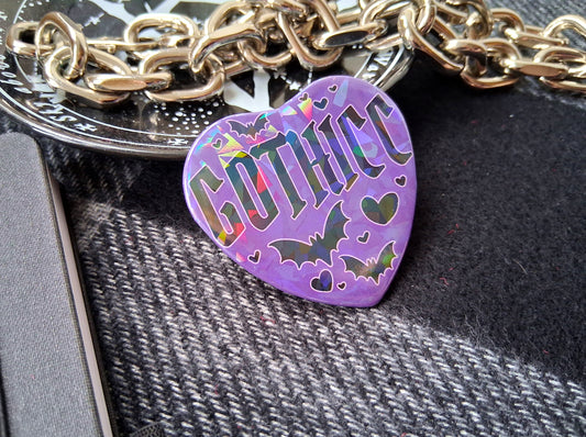 Gothicc Purple Large Heart Badge with Holo Finish