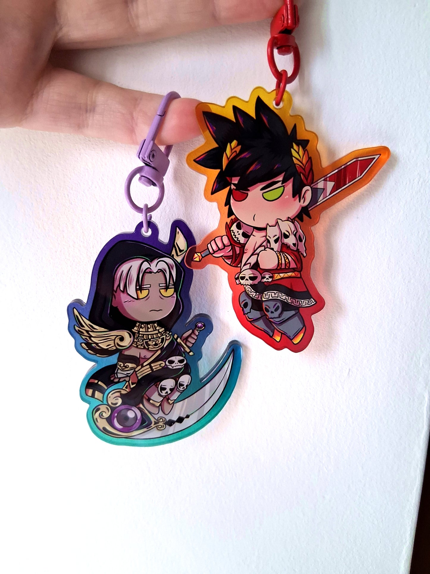 Acrylic Charms Hades Zag & Than 2.5 inch Coloured Edge Double Sided