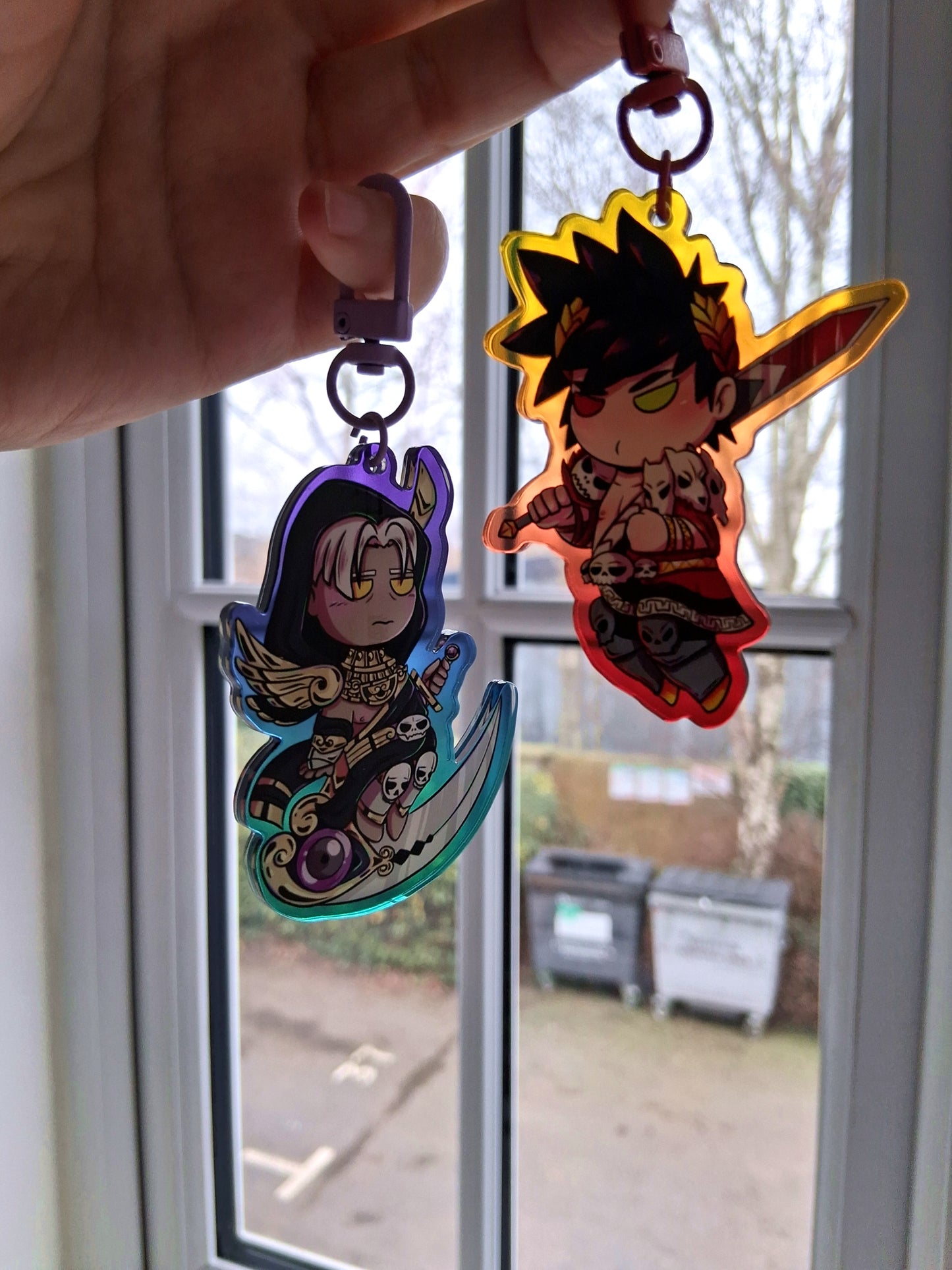 Acrylic Charms Hades Zag & Than 2.5 inch Coloured Edge Double Sided