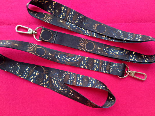 Black and Gold Cosmic Snake Lanyard