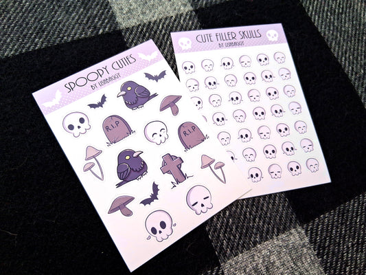 Sticker Sheets Matte Spoopy Cutie Raven Skull Gothic