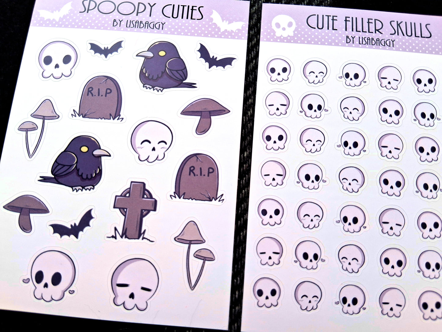 Sticker Sheets Matte Spoopy Cutie Raven Skull Gothic