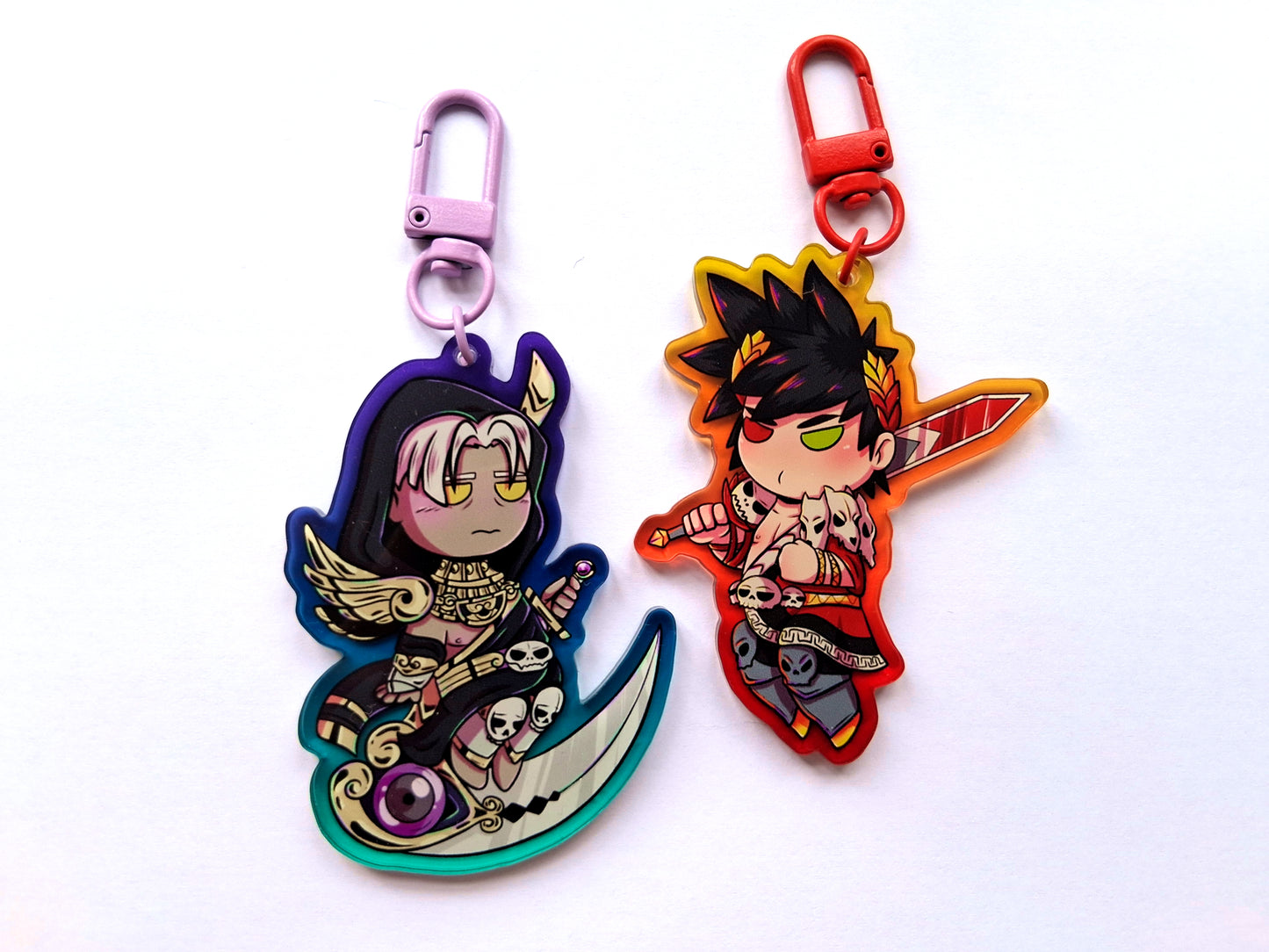 Acrylic Charms Hades Zag & Than 2.5 inch Coloured Edge Double Sided