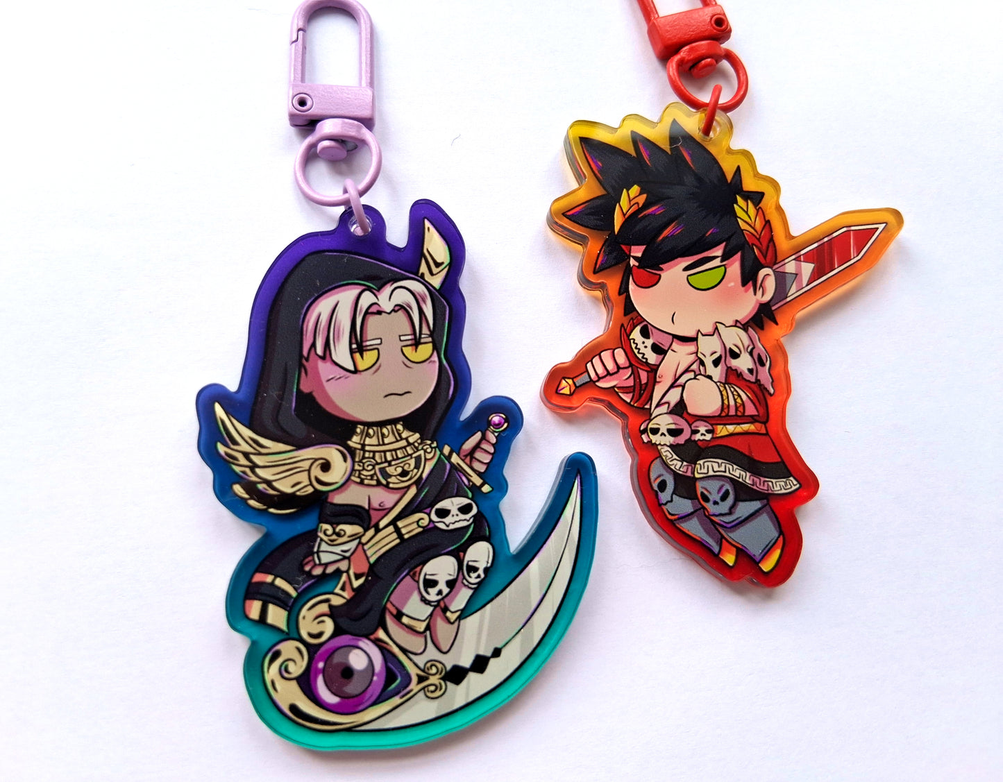 Acrylic Charms Hades Zag & Than 2.5 inch Coloured Edge Double Sided