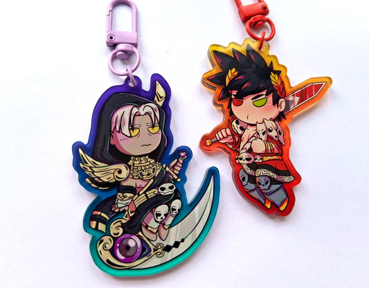 Acrylic Charms Hades Zag & Than 2.5 inch Coloured Edge Double Sided