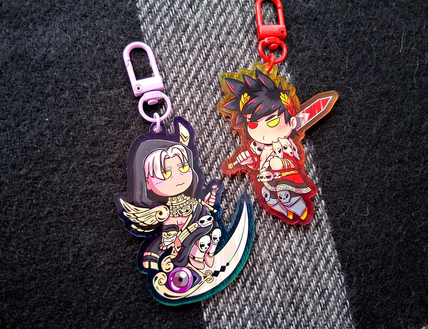 Acrylic Charms Hades Zag & Than 2.5 inch Coloured Edge Double Sided