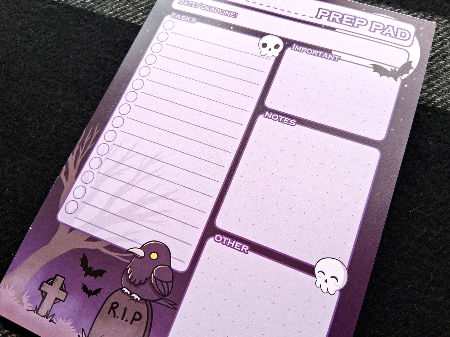 A5 Project Prep Notepad Spoopy Cutie Goth Raven
