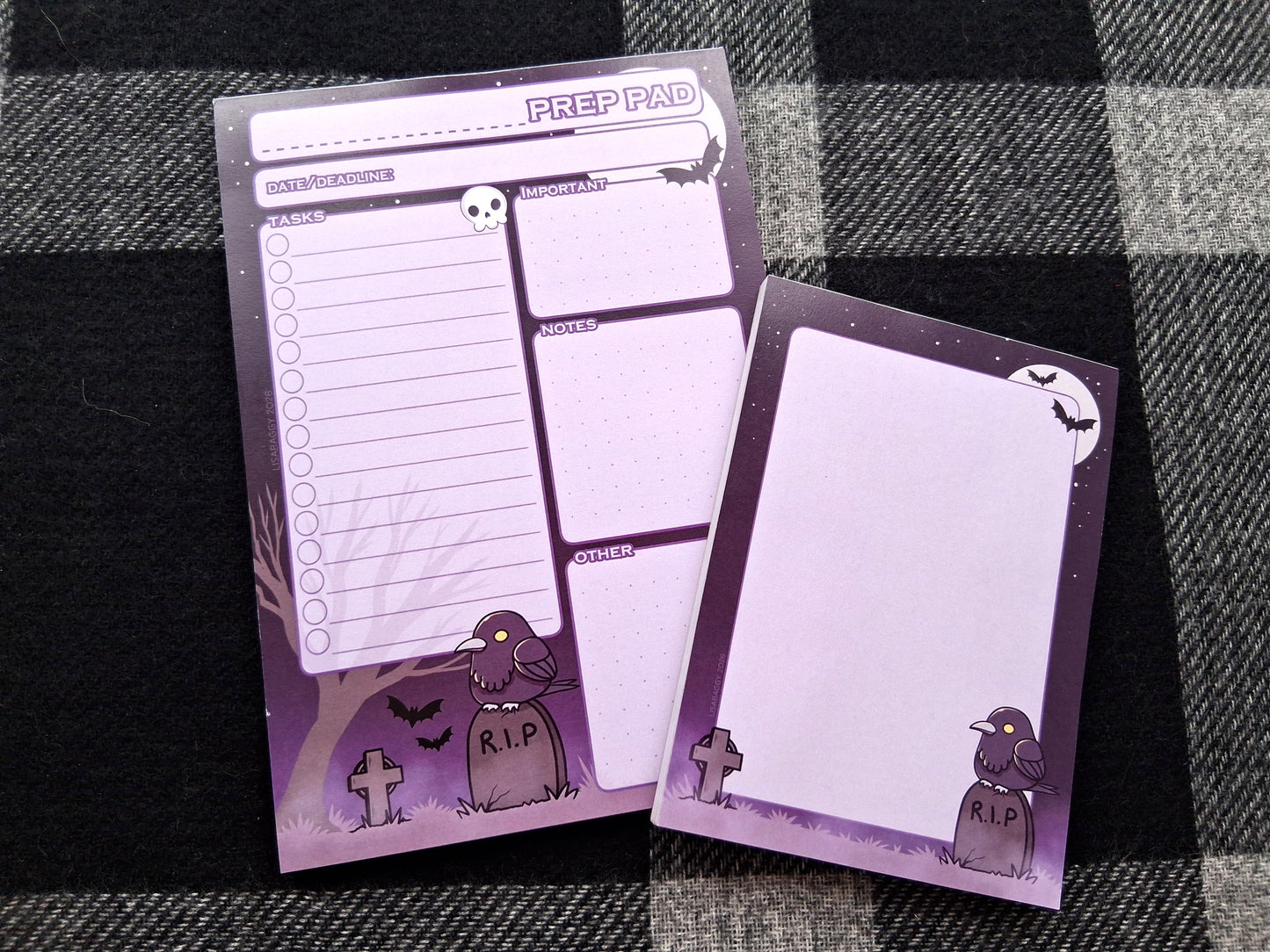 A5 Project Prep Notepad Spoopy Cutie Goth Raven
