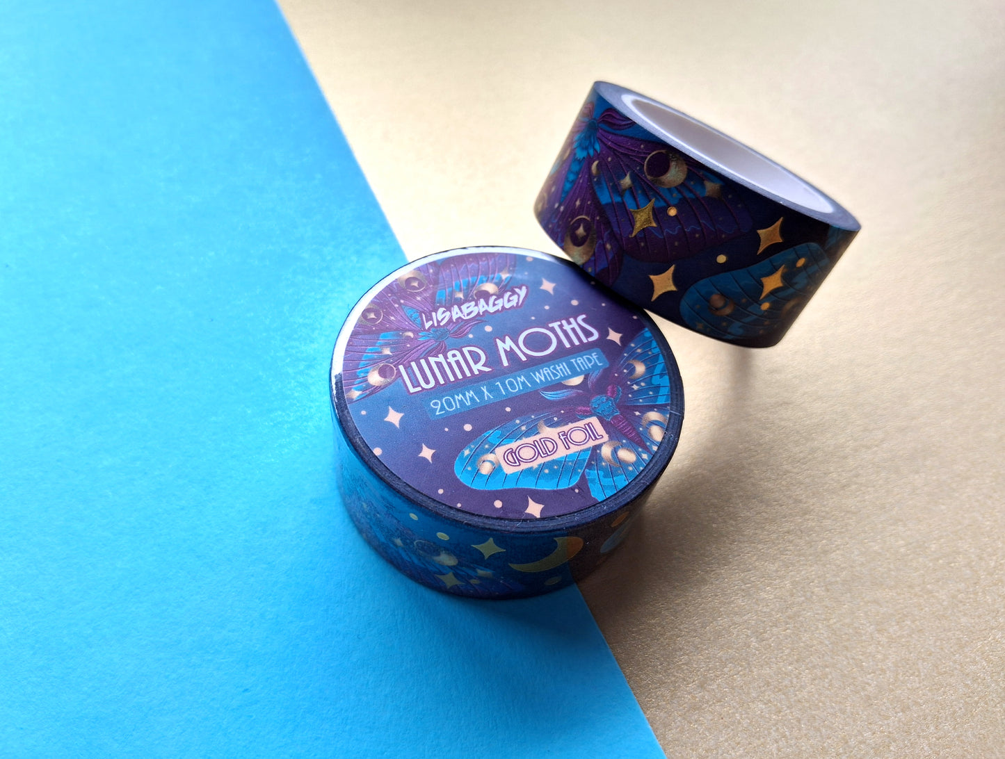Gold Foil Lunar Moth Washi Tape 20mm